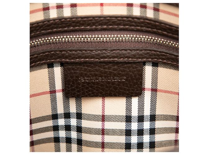 Borsa a tracolla Burberry in pelle marrone - vista 5