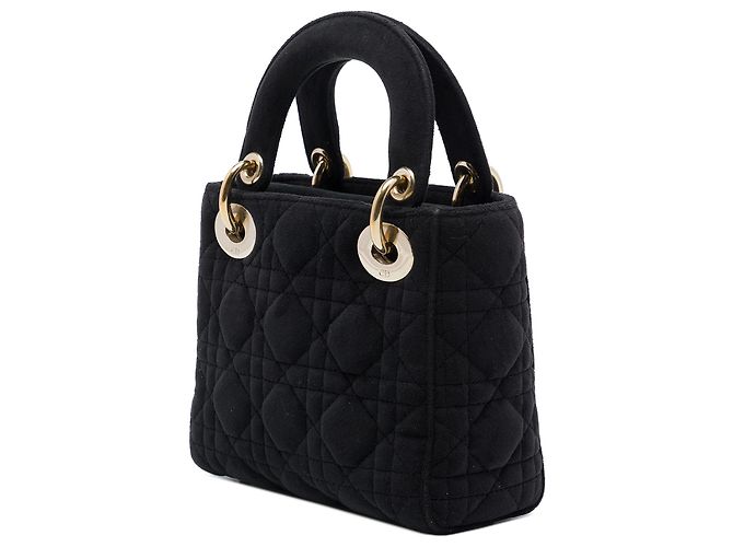 Dior Mini Lady Dior in velluto nero Cannage - vista 2
