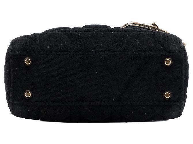 Dior Mini Lady Dior in velluto nero Cannage - vista 3