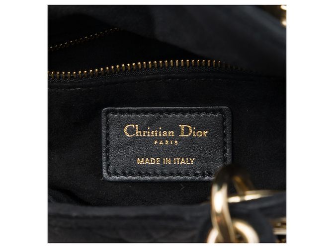 Dior Mini Lady Dior in velluto nero Cannage - vista 5
