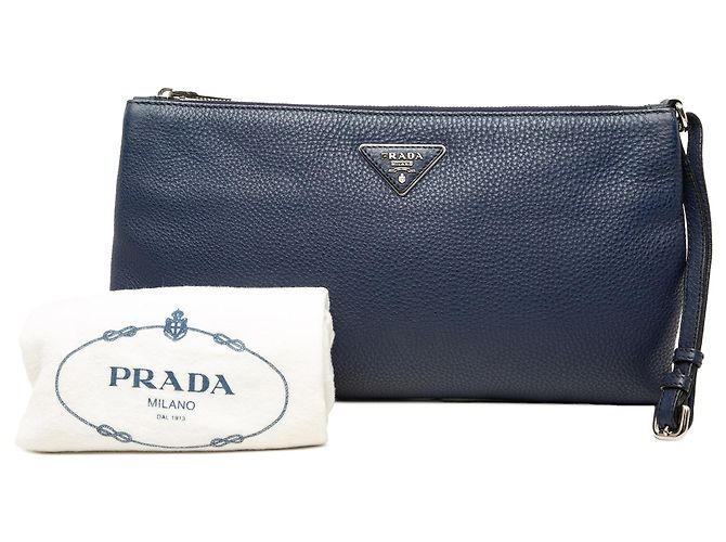 Clutch Prada Blue Vitello Daino - vista 7