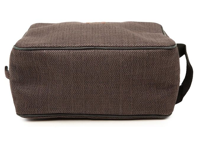 Pouch Hermès Globe Trotter MM in tela marrone - vista 3
