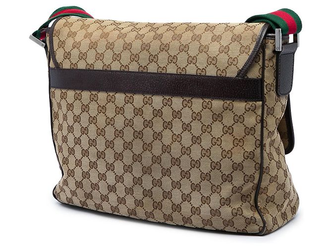 Gucci Beige GG Canvas Web Klappentasche - Ansicht 2