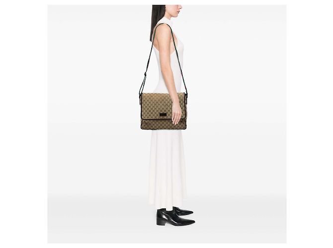 Gucci Beige GG Canvas Web Klappentasche - Ansicht 5