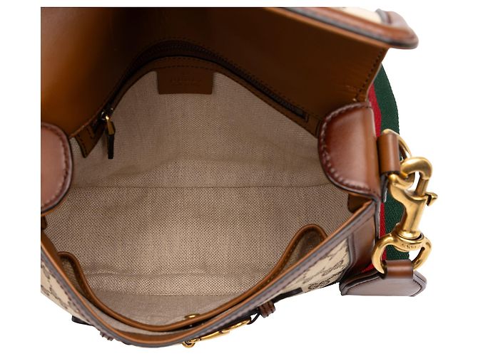Gucci Borsa a Tracolla Lady Web Media in Tela GG Beige - vista 4