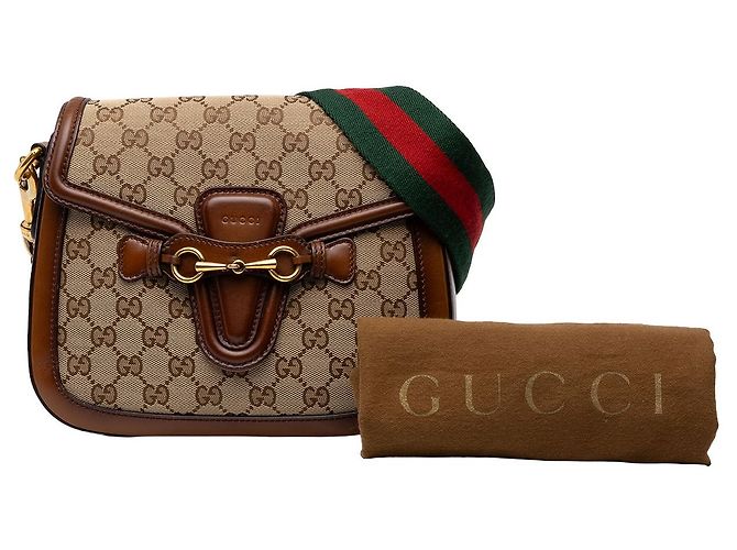 Gucci Borsa a Tracolla Lady Web Media in Tela GG Beige - vista 7