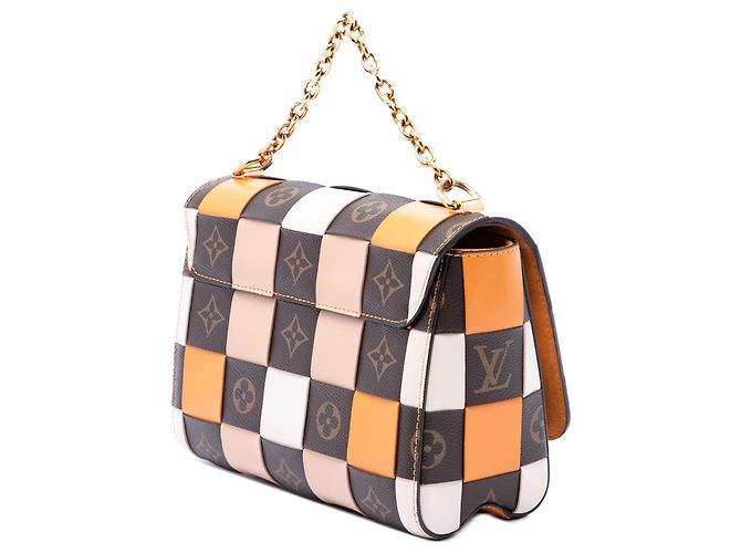 Louis Vuitton Orange Calfskin Monogram Check Twist MM - vue 2