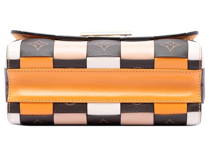 Louis Vuitton Orange Calfskin Monogram Check Twist MM - vue 3