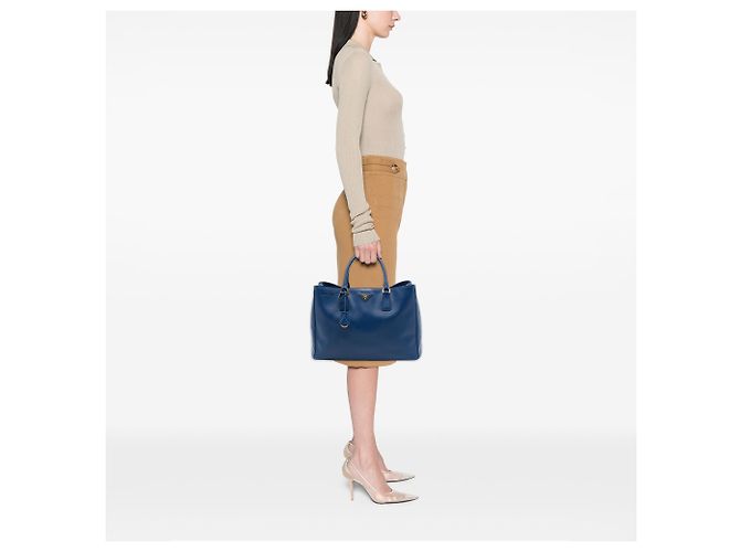 Prada Blue Large Saffiano Lux Gardeners Tote - vista 6