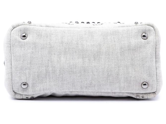 Bolsa Prada Small Denim Canapa Bijoux e Ilhoses Cinza - vista 3