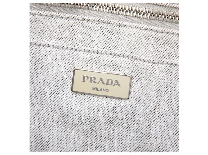 Bolsa Prada Small Denim Canapa Bijoux e Ilhoses Cinza - vista 5