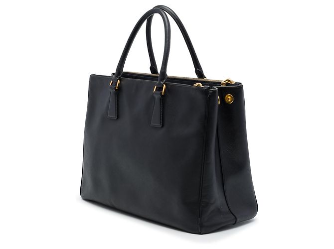 Prada Borsa Galleria Double Zip Grande in pelle Saffiano nera - vista 2