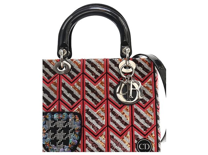 Dior Pink Medium Patent Sequin Embroidered Lady Dior - Ansicht 11