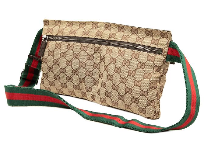 Bolso cinturón Gucci Beige GG Canvas Web con doble bolsillo - vista 2