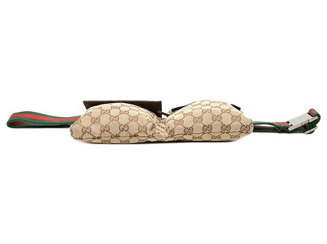 Bolso cinturón Gucci Beige GG Canvas Web con doble bolsillo - vista 3