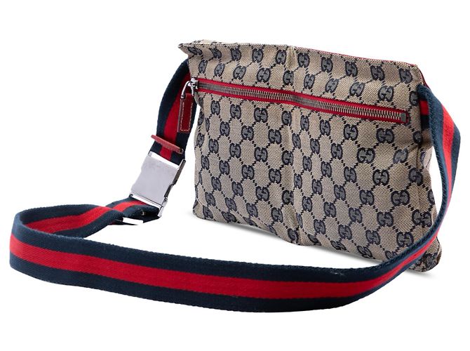 Bolso cinturón Gucci Beige GG Canvas Web con doble bolsillo - vista 2