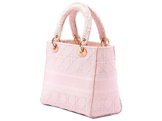 Dior Pink Medium Embroidered Canvas Cannage Lady D Lite - vista 2