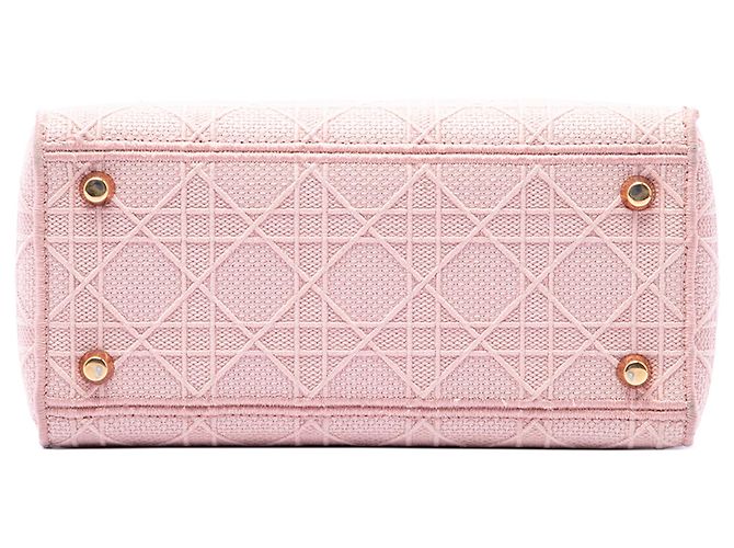 Dior Pink Medium Embroidered Canvas Cannage Lady D Lite - vista 3