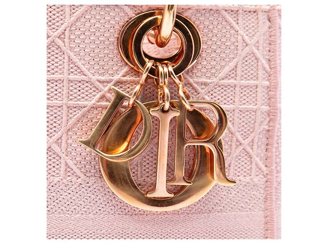 Dior Pink Medium Embroidered Canvas Cannage Lady D Lite - vista 5