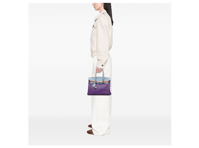 Hermès Purple Clemence Arlequin Birkin Retourne 30 - vista 5