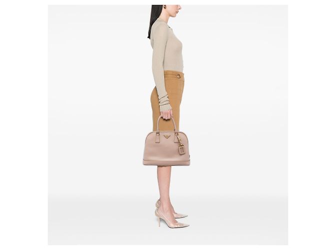Borsa Prada Pink Large Saffiano Lux Open Promenade Satchel - vista 5