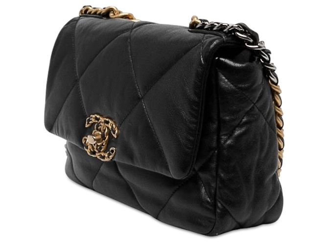 Chanel 19 Flap Medium aus schwarzem Lammleder - Ansicht 2