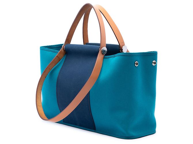 Hermès Blue Bicolor Toile Cabag Elan PM - Ansicht 2