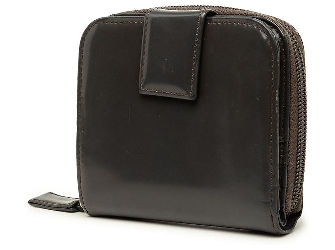 Portafoglio compatto con zip Prada in pelle di vitello marrone - vista 2