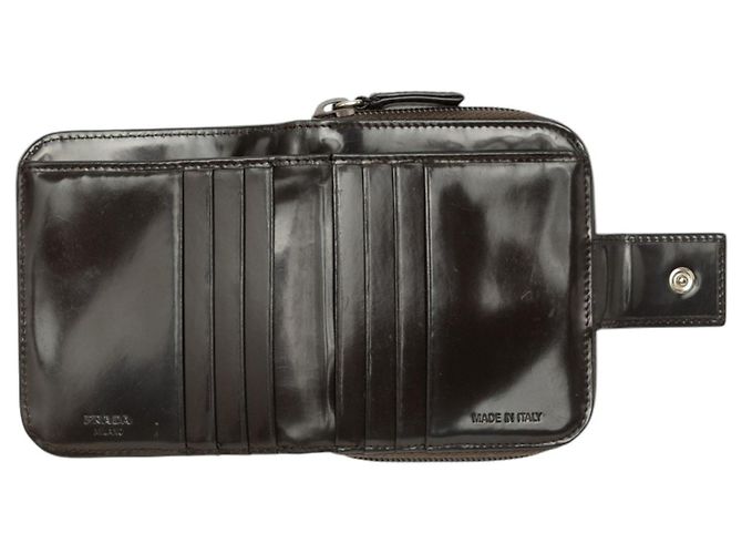 Portafoglio compatto con zip Prada in pelle di vitello marrone - vista 4