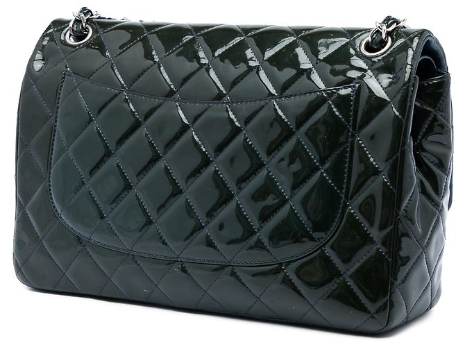 Chanel Green Jumbo Classic Patent Double Flap - vista 2