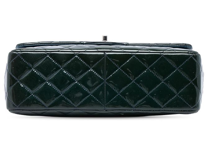 Chanel Green Jumbo Classic Patent Double Flap - vista 3