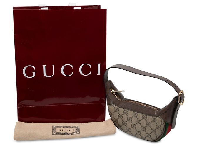Borsa a tracolla Gucci Mini GG Supreme Web Ophidia Beige - vista 9