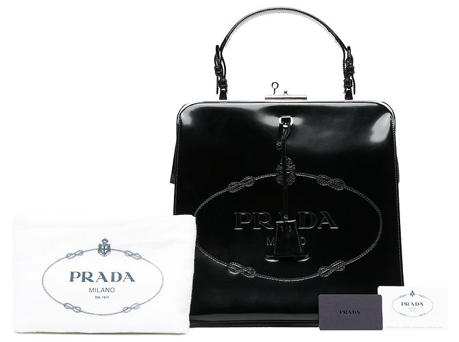 Bolsa Prada Black Spazzolato Logo Frame - vista 6