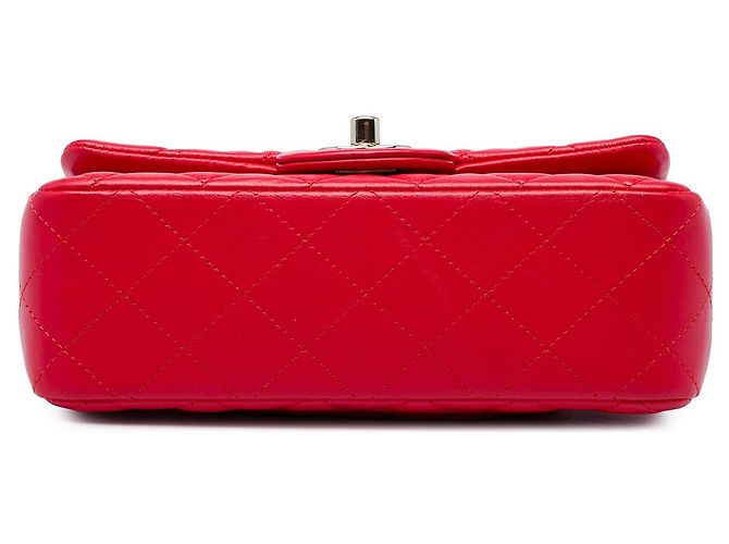 Chanel Red Mini Rectangular Classic Lambskin Single Flap - vista 3