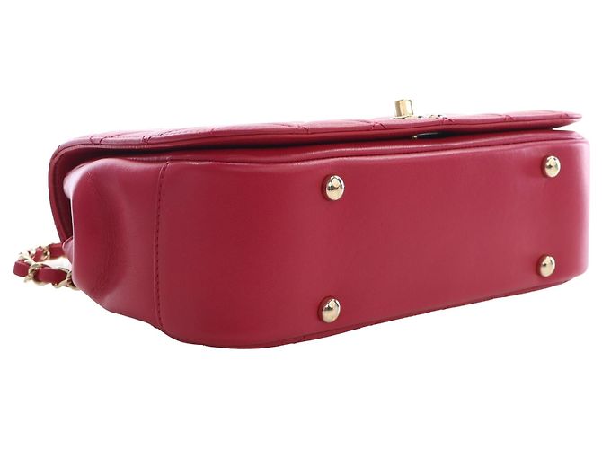 Chanel Red Small Quilted Lambskin Carry Chic Flap - Ansicht 14