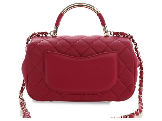 Chanel Red Small Quilted Lambskin Carry Chic Flap - Ansicht 2