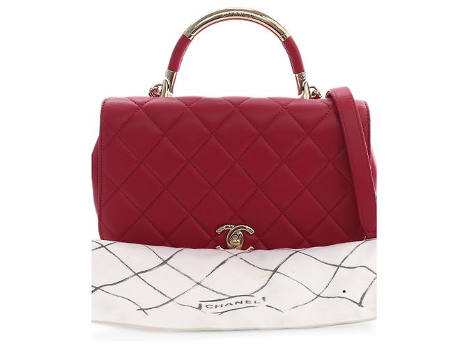 Chanel Red Small Quilted Lambskin Carry Chic Flap - Ansicht 5