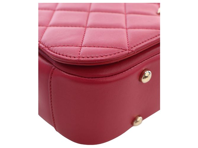 Chanel Red Small Quilted Lambskin Carry Chic Flap - Ansicht 9