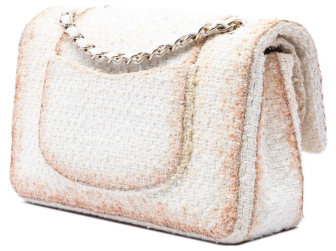 Chanel White Medium Classic Metallic Tweed Double Flap - Ansicht 2