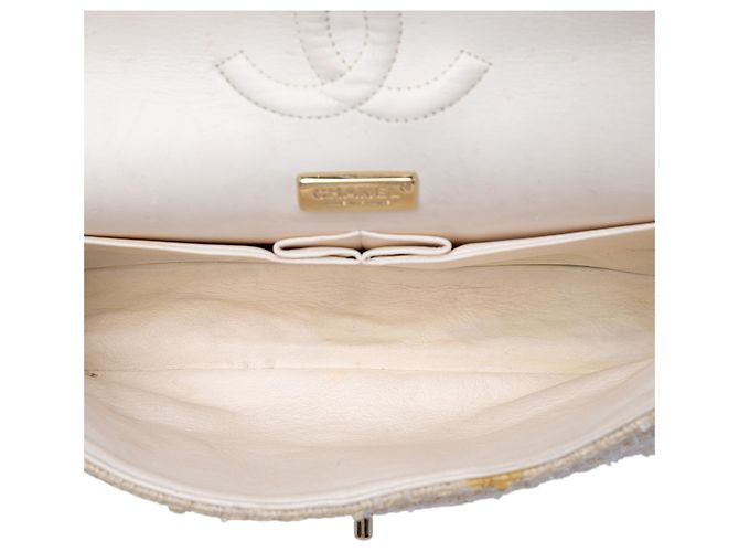 Chanel White Medium Classic Metallic Tweed Double Flap - Ansicht 4