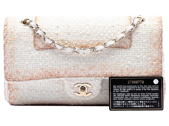 Chanel White Medium Classic Metallic Tweed Double Flap - Ansicht 7