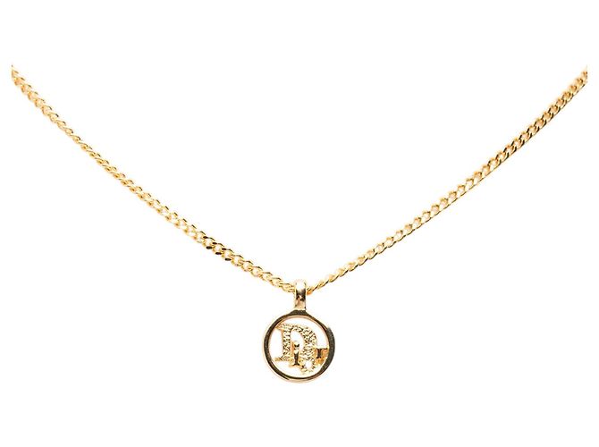 Collana Dior Gold con pendente rotondo logo placcato oro - vista 2