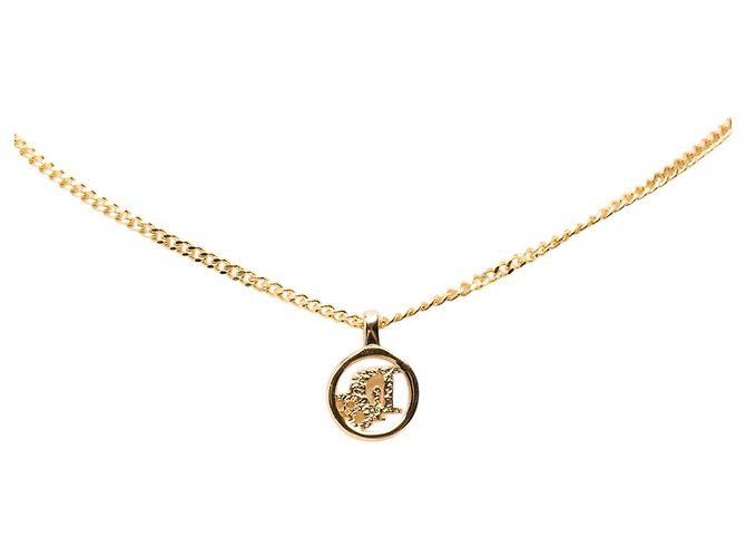 Collana Dior Gold con pendente rotondo logo placcato oro - vista 3