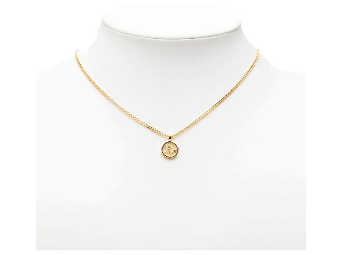 Collana Dior Gold con pendente rotondo logo placcato oro - vista 6