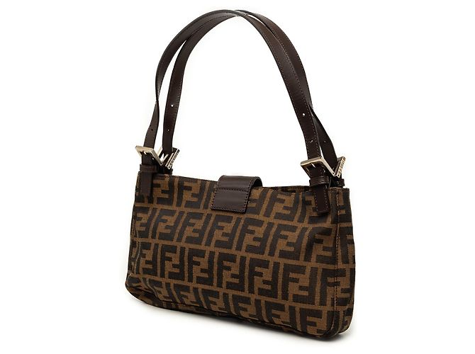Borsa a tracolla Fendi in tela Zucca marrone - vista 2