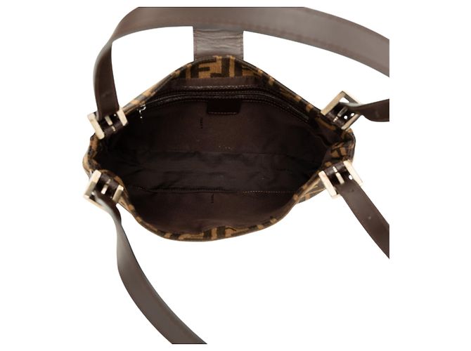 Borsa a tracolla Fendi in tela Zucca marrone - vista 4