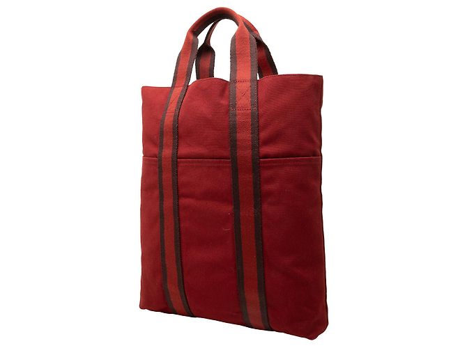 Hermès Fourre Tout Cabas de lona roja - vista 2