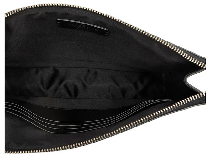 Clutch VLTN em couro metalizado prateado Valentino - vista 4