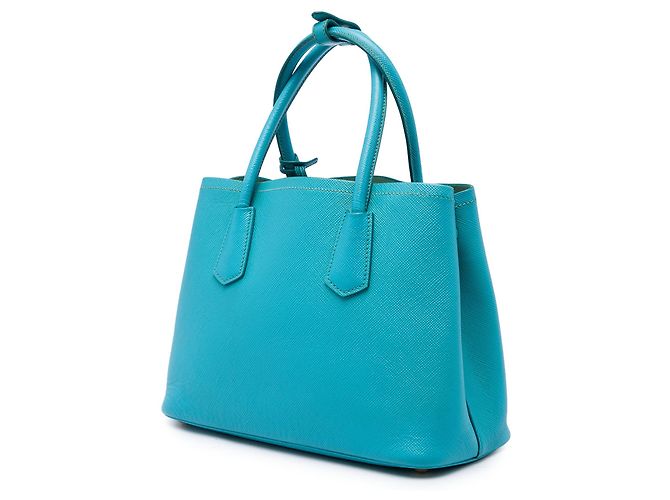 Prada Blue Medium Saffiano Cuir Double Satchel - vista 2