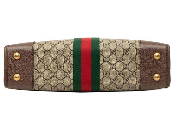 Borsa Tote Verticale Gucci Beige GG Supreme Web Ophidia - vista 3